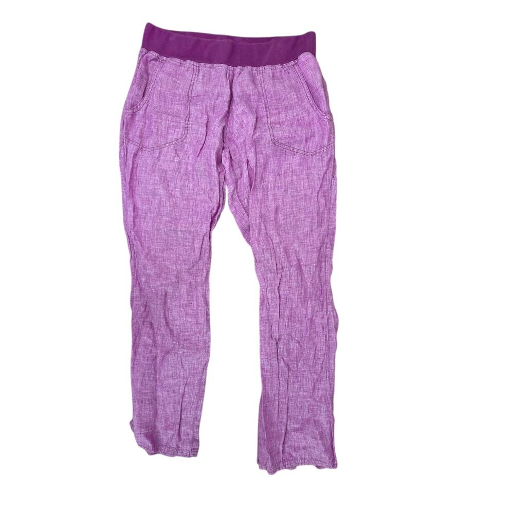 Toad & Co Flip Top Lithe Linen Pants Purple Womens Size 8 Pull On Lagenlook